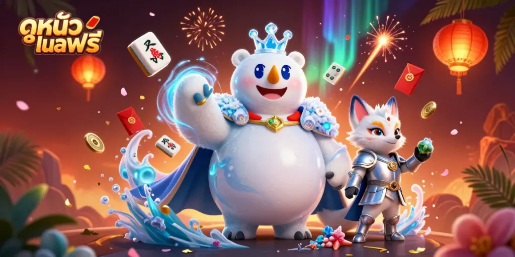 Experience the thrill of ดูหนังออนไลน์ฟรี with vibrant 3D characters and casino elements.