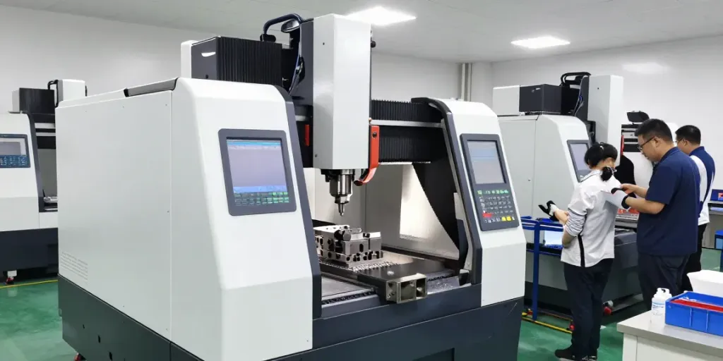 CNC machining parts manufacturer producing high-quality components in a precision workshop.